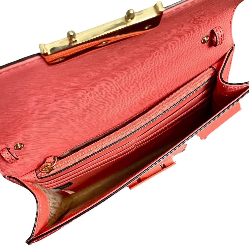 Michael Kors Pink Patchwork Saffiano Leather Convertible Clutch Removable Strap - Picture 7 of 10